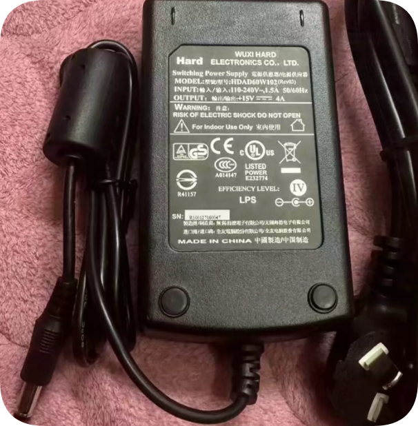 *Brand NEW*HDAD60W102(Rev03) Power Adapter, Compatible with Shengji SJ‑15040009, 15V 4A